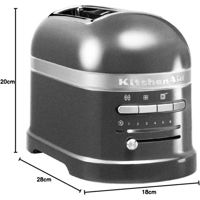 Тостер KitchenAid 5KMT2204EMS, металевий, срібний, 2-слисовий, преміум
