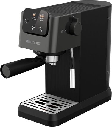 Кавоварка еспресо GRUNDIG KSM 4330 з насадкою для спінювання молока, сенсорним дисплеєм, для меленої кави, знімний резервуар, 1626 Вт, пам’ять, чорна