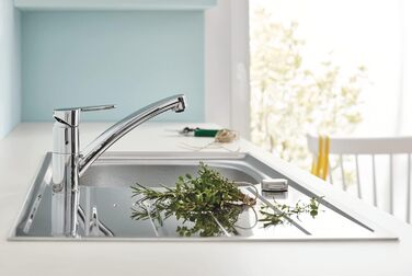 Змішувач кухонний GROHE Start Eco з плоским виливом, поворотний на 140°, хром (31685000)