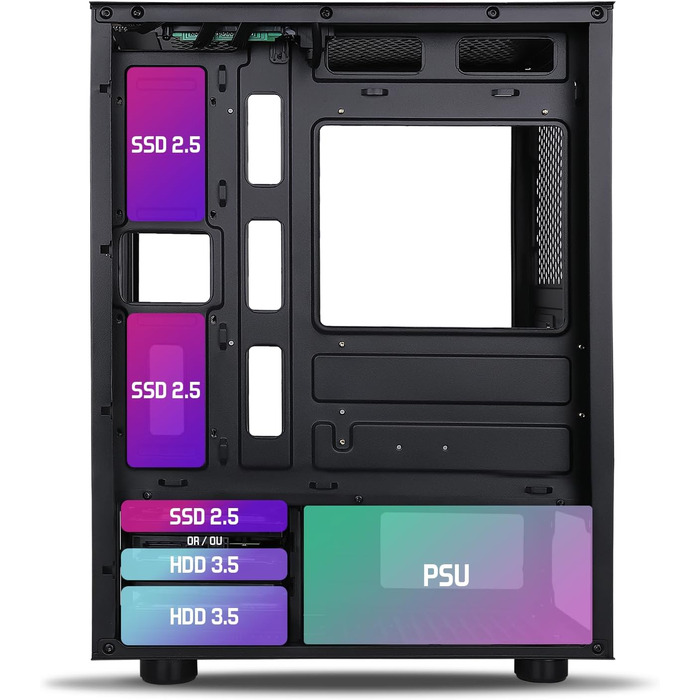 Корпус для ПК Spirit Of Gamer Rogue 7, RGB підсвітка, 6 ARGB вентиляторів 120 мм, сумісний з mATX, середній геймерський корпус із загартованим склом, оптимізований для охолодження