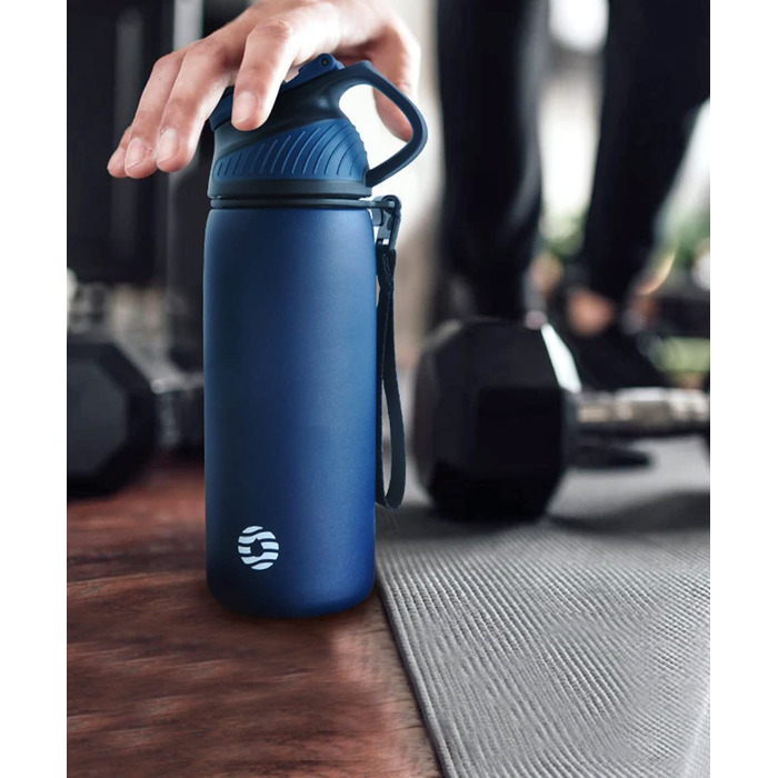 Термобутиль Fjbottle зі сталі нержавіючої з магнітною кришкою, герметична спортивна пляшка для води та напоїв (BPA-free), підходить для газованих напоїв, темно-синя, 1000 мл