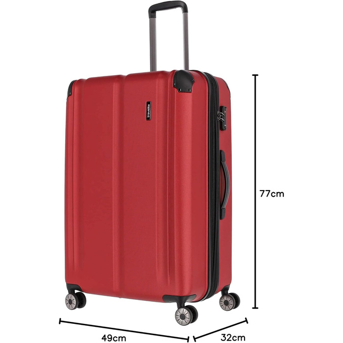 Велика валіза на 4 колесах Travelite CITY з жорстким корпусом, розширювана, з TSA-замком, стійка до подряпин, 77 см, 113-124 л, червона