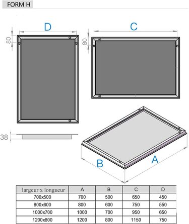 Дзеркало для ванної кімнати LISA LED 80x60 см з підсвічуванням, розеткою та годинником. Сенсорне регулювання, 3 кольори світла, антизапар.