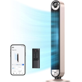 Тихий смарт-вентилятор-колона Dreo 106 см з Wi-Fi, Alexa, охолодженням, 9 швидкостей, 4 режими, таймер 12 годин, дистанційне керування, 90° обертання, бежевий