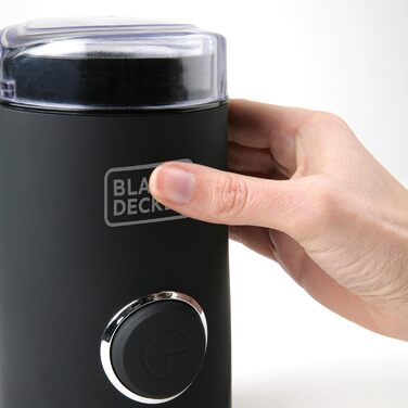 Кавомолка Black+Decker BXCG150E, 150 Вт, пластик, чорна, для 12 чашок, для кавових зерен