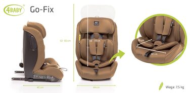Автокрісло 4BABY Go-Fix Isofix 76-150 см, регульоване, з підкладкою, для дітей, I-Size (Мокко)