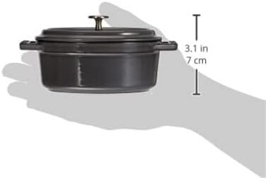 STAUB Міні-кокот овальний з кришкою, 11 см, 0,25 л, для індукції, матова чорна емаль всередині, графітово-сірий