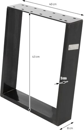 Комплект з 2-х металевих ніжок для столу ML-Design, 80° нахил, 40x43 см, індустріальний стиль, сталеві підставки для меблів, ніжки для лавки