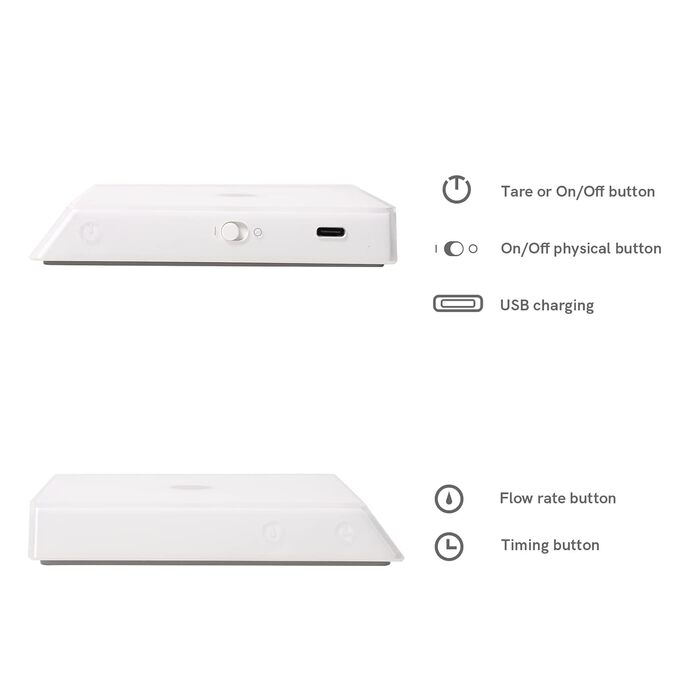 Цифрові ваги для кави TIMEMORE Black Mirror Nano White, бариста, з таймером, точність 0,1 г, до 2 кг, для еспресо та продуктів