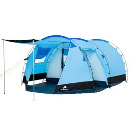 Сімейний намет CampFeuer Zelt Super+ на 4 особи: великий тунельний намет з 2 входами, тамбуром та водонепроникністю 3000 мм (Блакитний/Чорний)