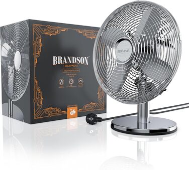 Вентилятор настільний Brandson мідний, 3 швидкості, з осциляцією 80° та нахилом 40°, металевий корпус