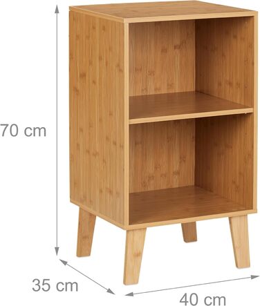Бамбукова книжкова полиця Relaxdays, 2 секції, відкритий шафа, 70x40x35 см, регульована полиця, підлогова, натуральний колір, фіброва плита