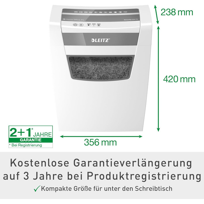 Шредер Leitz IQ Aktenvernichter Home Office: безпечне знищення документів, P4, 23L, для дому та офісу