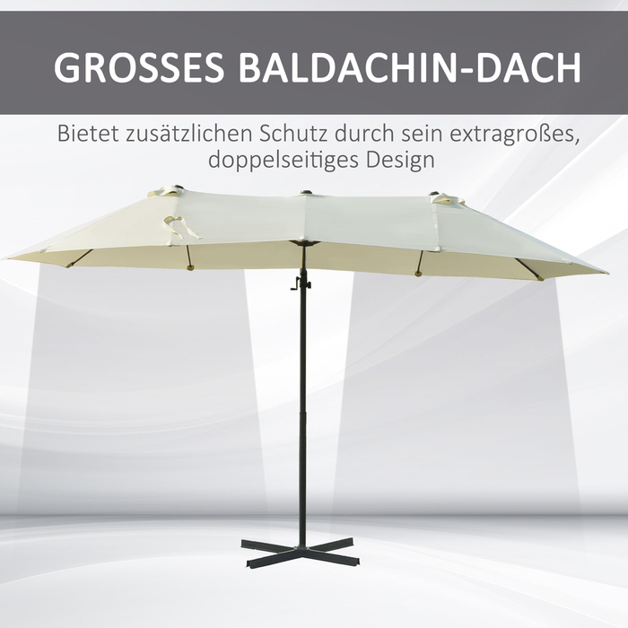 Outsunny Double Parasol Cantilever Parasol Double Parasol з регульованим садовим парасолькою Sunshade Metal Cream White 440 x 270 x 250 см