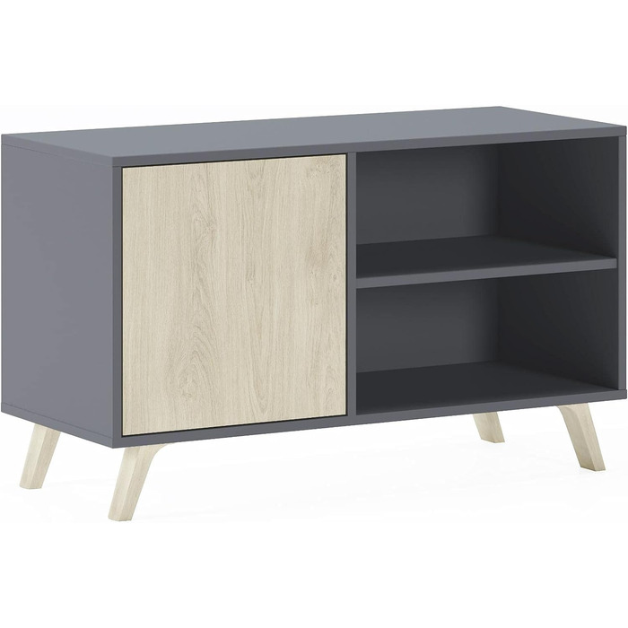 ТВ-тумба Skraut Home Wind 100 для вітальні, 95x57x40 см, сіра, для телевізорів 32-40 дюймів, з розпашними дверцятами, колір Пучіні