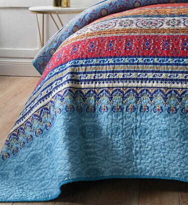 Покривало Qucover Boho 150x200 см з мікрофібри, ультрам'яке стьобане етно покривало для односпального ліжка та дивану