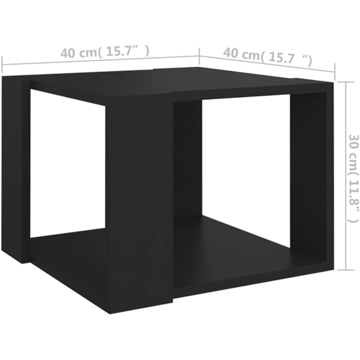 Журнальний стіл vidaXL чорний 40x40x30 см, деревостружковий, для вітальні, кавовий, чайний, приставний, сучасний дизайн
