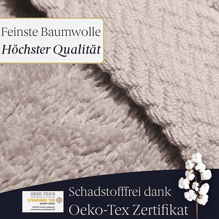 Liebenstein® Преміум набір рушників із бавовни, бежевий, 2 банних 70x140 см та 2 для рук 50x100 см, 550 г/м², надзвичайно м'які та вбираючі