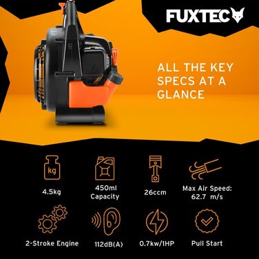 Листодув бензиновий FUXTEC FX-LB126ECO 1 к.с. (0.7 кВт), 60 м/с, 4.5 кг