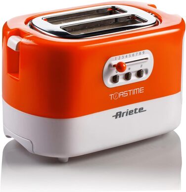 Тостер Ariete 159 Toasttime, 2 скибки, 700 Вт, 9 режимів, біло-оранжевий