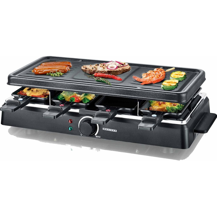 Ракулетка Melissa 16300026 з грилем для 8 осіб, 1200 Вт, регульована температура, чорний колір