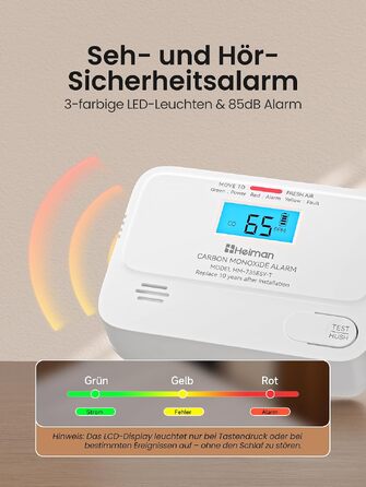 Детектор чадного газу Heiman з цифровим LCD-дисплеєм, комплект 2 шт.