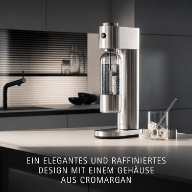 Автоматичний сифон для води WMF Element One зі сталі, газифікатор води з 3 рівнями насичення, сріблястий