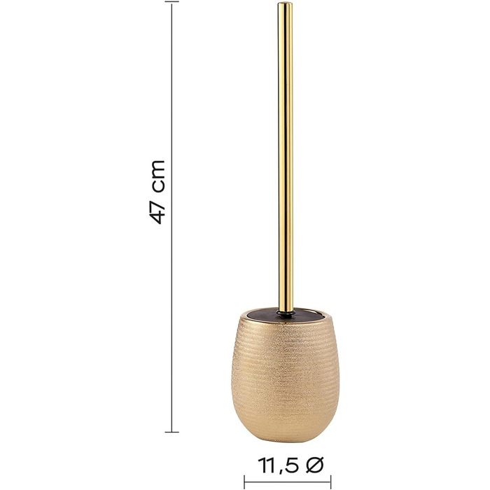 Керамічна туалетна щітка Gedy Gold G-Astrid, 47×11,5×11,5 см, унікальний дизайн, 2 роки гарантії