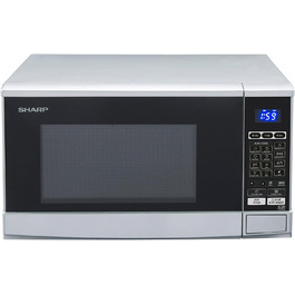 Мікрохвильова піч SHARP R670S 2-в-1 з грилем, 20 л, 800 Вт, гриль 1000 Вт, 10 рівнів потужності, 13 автоматичних програм, таймер, срібляста