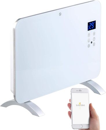 Конвекторна електрообігрівач Sichler з Wi-Fi, 1000 Вт, настінний, з керуванням через додаток, сумісний з Alexa та Google Assistant, з тримачем для планшета