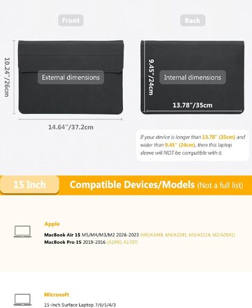 Чохол-сумка HYZUO для ноутбука MacBook 15 дюймів зі стійкою, Space Gray (Космічний сірий)