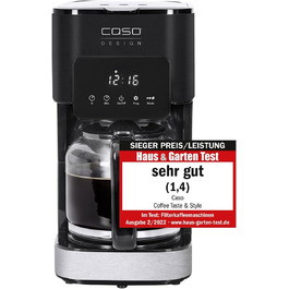 Кавоварка CASO Coffee Taste and Style з постійним фільтром, 1,5 л, оптимальна температура заварювання 92-96°C, крапельний стоп, покращена система заварювання, нержавіюча сталь, на 12 чашок
