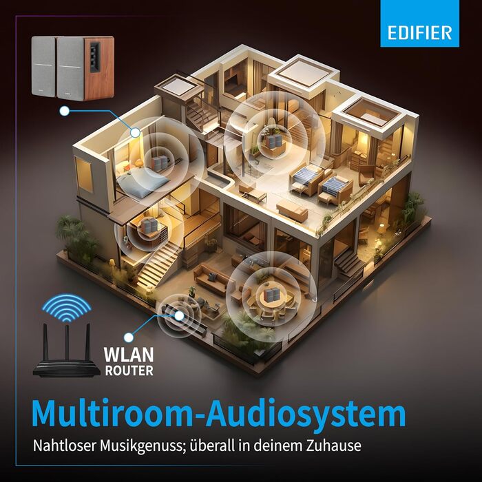 Активні WiFi-колонки Edifier R1280T+WiiM Mini, 42 Вт, Multiroom, Bluetooth, Hi-Res Audio 24Bit/96kHz, DSP, оптичний вхід, пульт, дерево