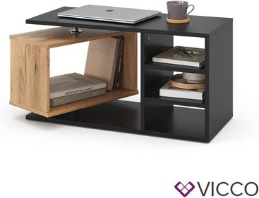 Журнальний стіл Vicco Rafi, чорний/дуб, 88x40 см