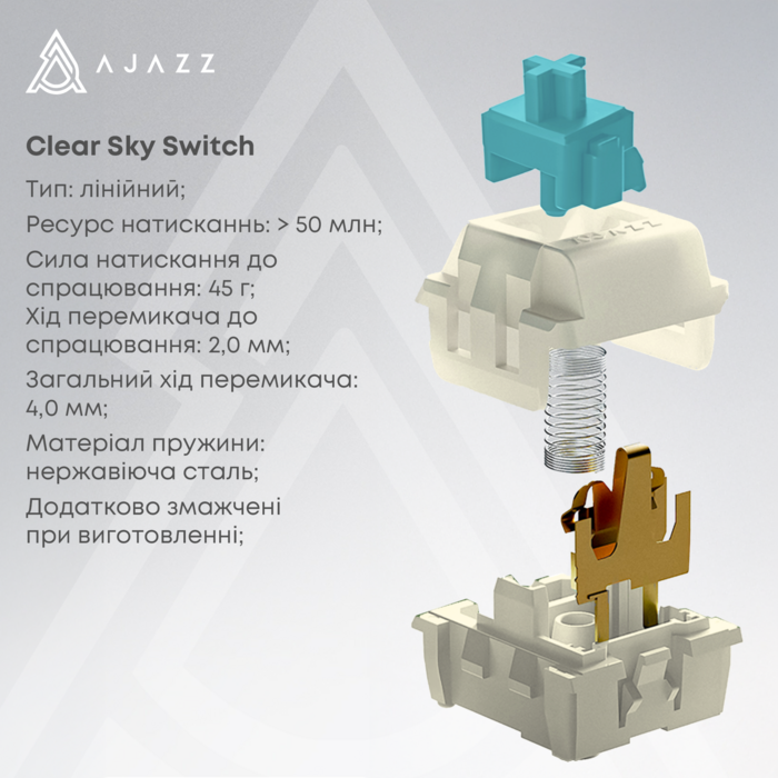 Бездротова механічна клавіатура Ajazz AK980 Clear Sky Switch Black-Gray-Yellow (AK980-CS-BGY)