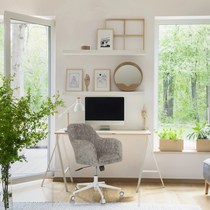 Офісне крісло / поворотне крісло SOLAO HOME Bouclé тканина сірий hjh LIVING