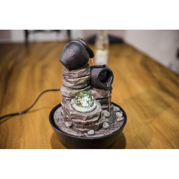 Внутрішній фонтан-каскад Zen'light Verso, 25 см, з підсвіткою, для релаксації, Feng Shui