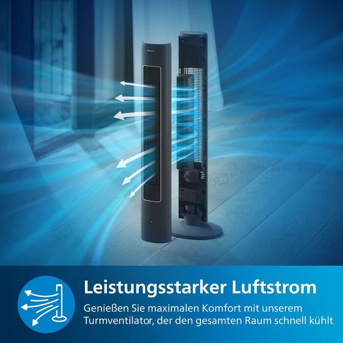 Вентилятор вежний Philips Serie 5000, 105 см, пульт, таймер, 3 режими, сірий (CX5535/11)