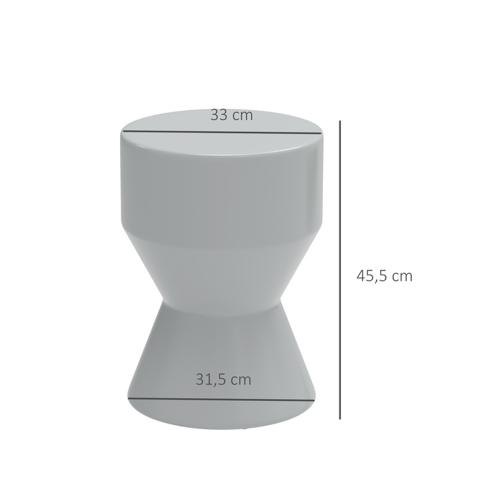 Керамічний табурет Outsunny 120 кг з навантаженням Ø33 x 45.5 см Атмосферостійкий садовий стілець у формі пісочного годинника Квітковий табурет для ніг на відкритому повітрі Кемпінг Сад Патіо Балкон світло-сірий