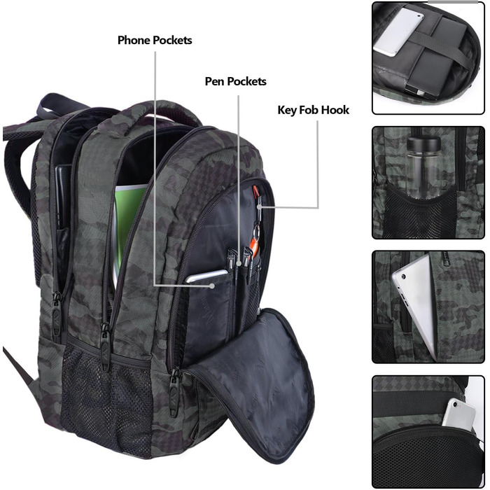 Рюкзак для ноутбука 15,6'' MATEIN, бежевий, з USB-портом, для жінок і чоловіків, діловий та шкільний, з відділенням для ноутбука