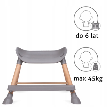 Дитянчий стілець Kidwell EATAN WOOD 4в1, сірий