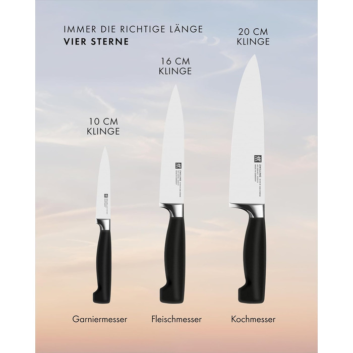 Набір ножів ZWILLING Vier Sterne (4 зірки), 3 предмети, нержавіюча сталь, Made in Germany