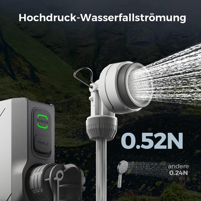 Портативна душова кабіна FLEXTAILGEAR Tiny Shower з помпою, 2.2м шланг, USB-C зарядка та 2 режими економії води, для відпочинку, подорожей, саду, пляжу та тварин