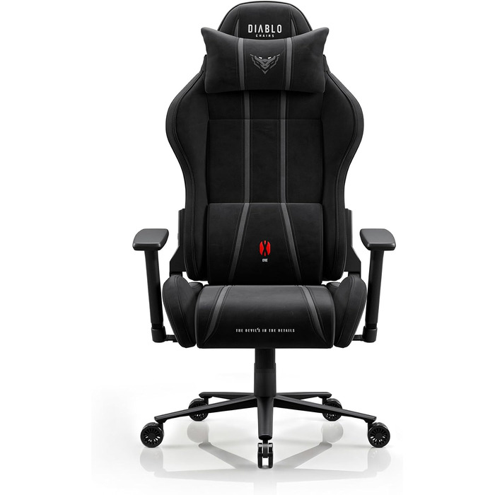 Ігрове крісло Diablo Gaming для дітей та підлітків, тканина, 3D підлокітники, Burned Black, розмір L