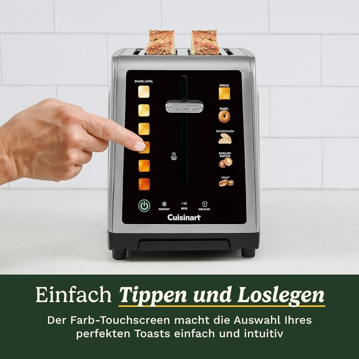 Тостер Cuisinart SimpliTouch XL з сенсорним екраном - 2 слоти, великі прорізи, підрум'янювання хліба, бубликів, чіабати та мафінів