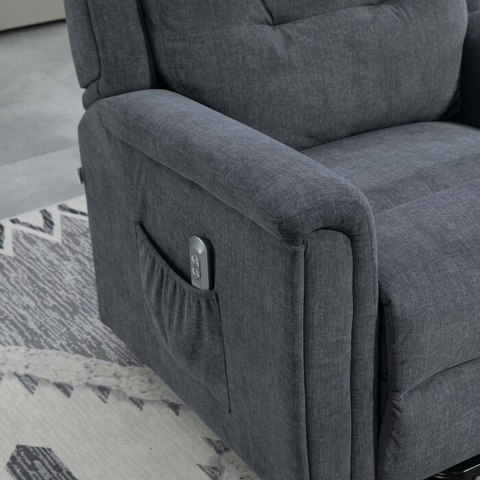 HOMCOM Recliner Електричний реклайнер Функція відкидання Старший реклайнер Бічна сумка Темно-сірий