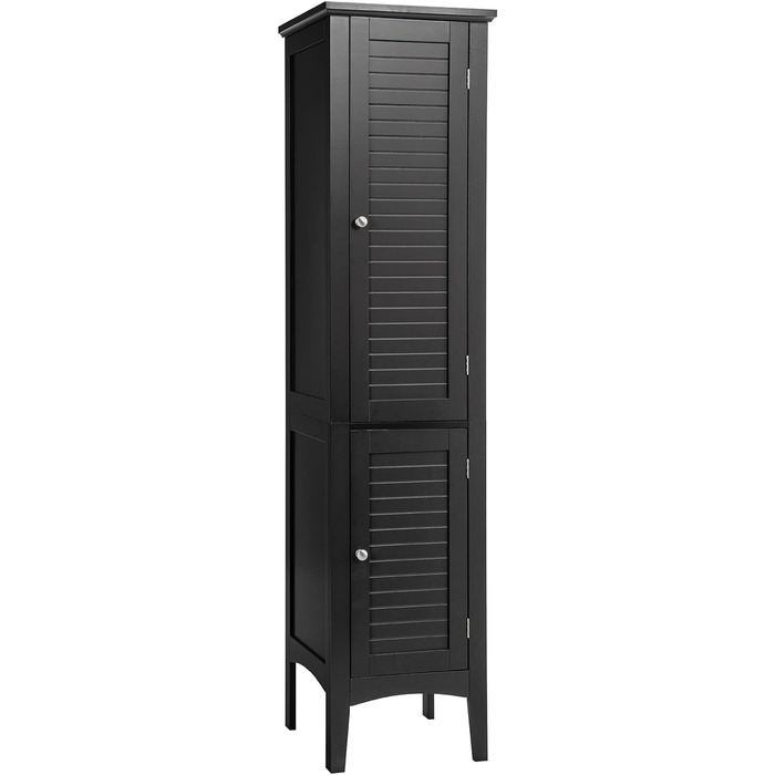 Високий шафа для ванної LIFEZEAL з 2 дверцятами, 5 рівнів, 37x37x160 см, дерев'яний білий багатофункціональний шафа для квартири