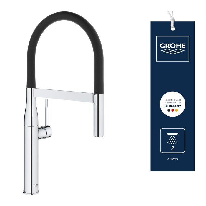 Змішувач кухонний GROHE Essence з висувним душем, поворотний 360°, хром - 30294000