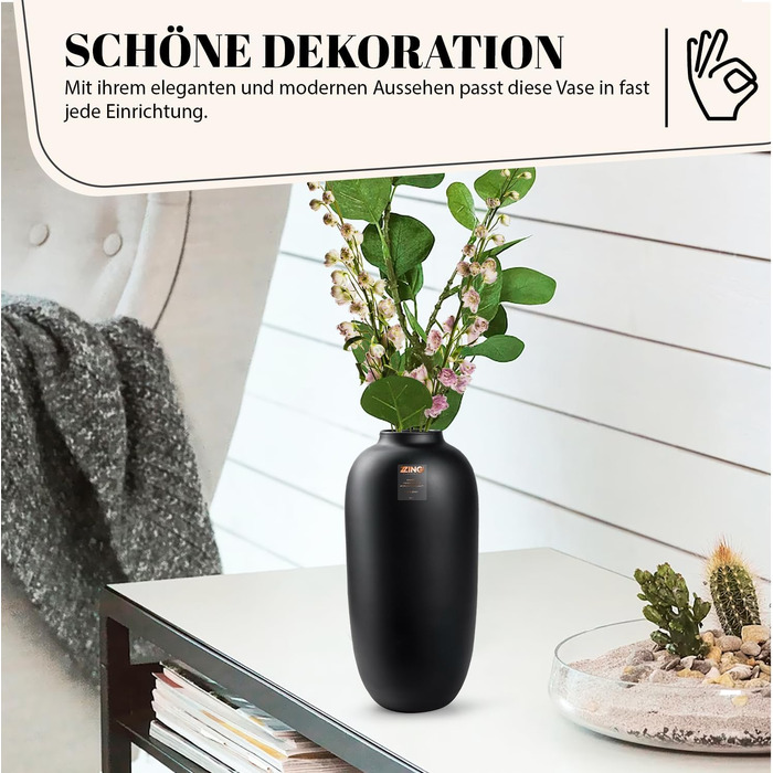 Ваза для квітів Bloomique Magret Rauchschwarz H40 см - Скляна ваза для квітів та сухоцвітів (чорна)