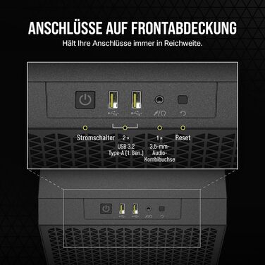 Корпус для ПК CORSAIR 3000D Airflow, Mid-Tower, підтримка 4-слотових GPU, 3-контактний вентилятор, до 8×120мм вентиляторів, високий повітряний потік, чорний